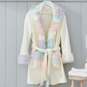 Pottery Barn Teen Unicorn Rainbow Faux Fur Robe